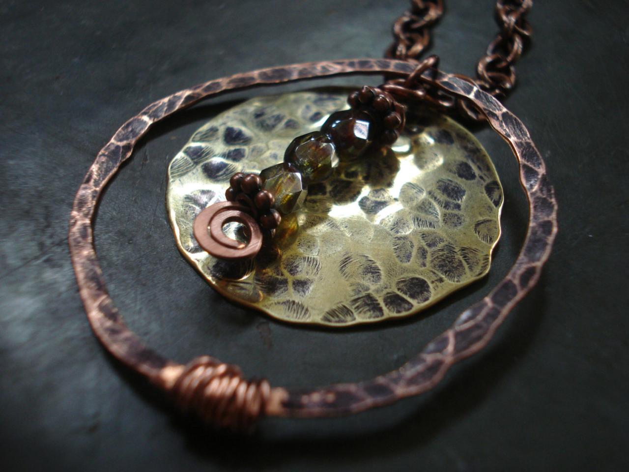 Handmade Necklace, Hammered Copper Necklace, Copper Jewelry, Statement